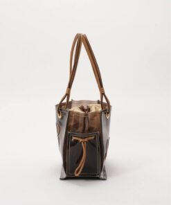 PVC and Leather Tote Bag - Brown