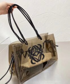 PVC and Leather Tote Bag - Beige