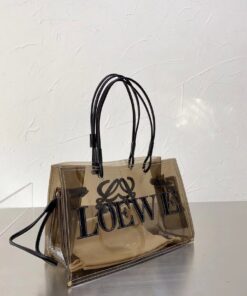 PVC and Leather Tote Bag - Beige