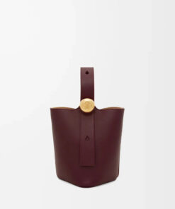 Mini Pebble Bucket Bag - Dark Burgundy