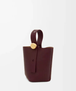 Mini Pebble Bucket Bag - Dark Burgundy