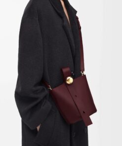 Mini Pebble Bucket Bag - Dark Burgundy
