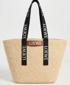 Fold Raffia Shopper Bag Black