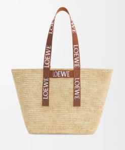 Fold Raffia Shopper Bag Tan
