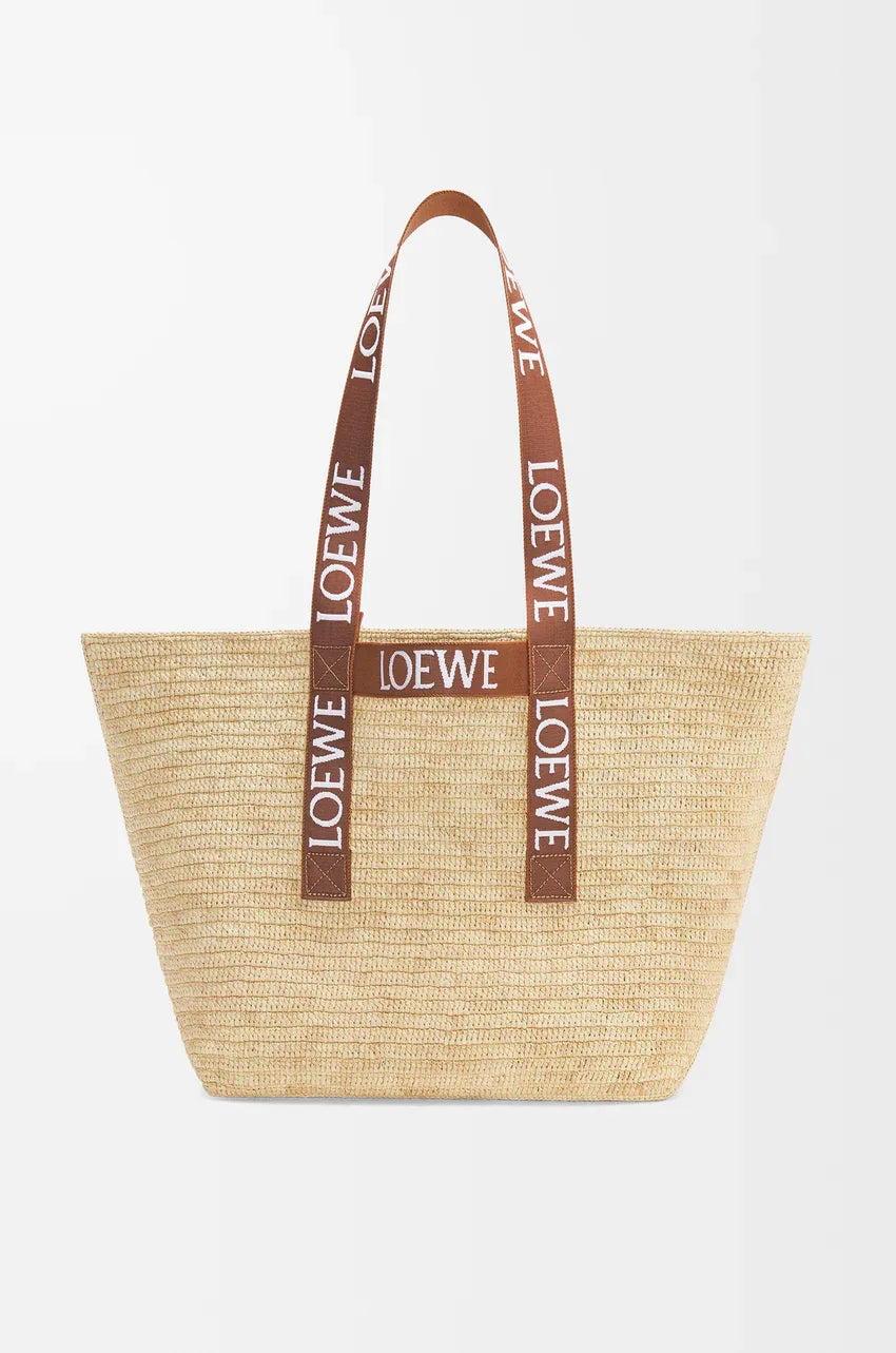 Fold Raffia Shopper Bag Tan