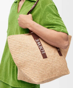 Fold Raffia Shopper Bag Tan