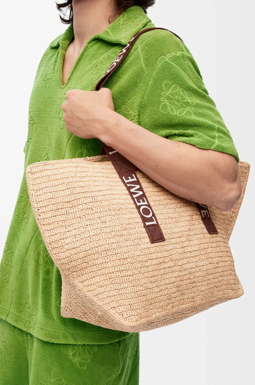 Fold Raffia Shopper Bag Tan
