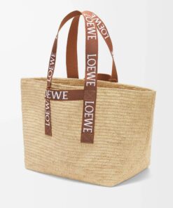 Fold Raffia Shopper Bag Tan