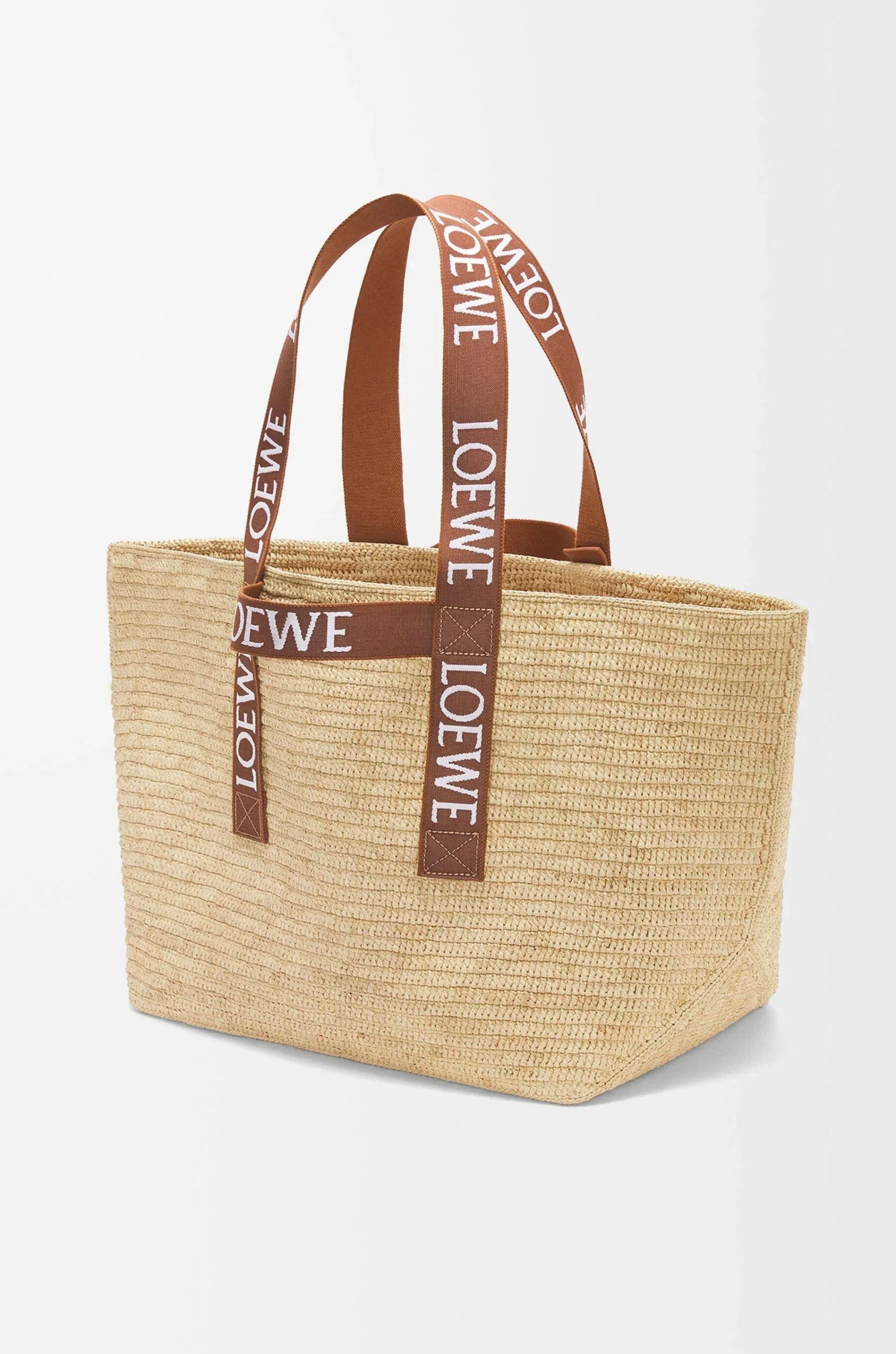 Fold Raffia Shopper Bag Tan