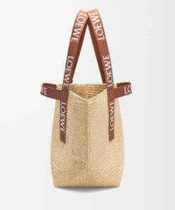 Fold Raffia Shopper Bag Tan