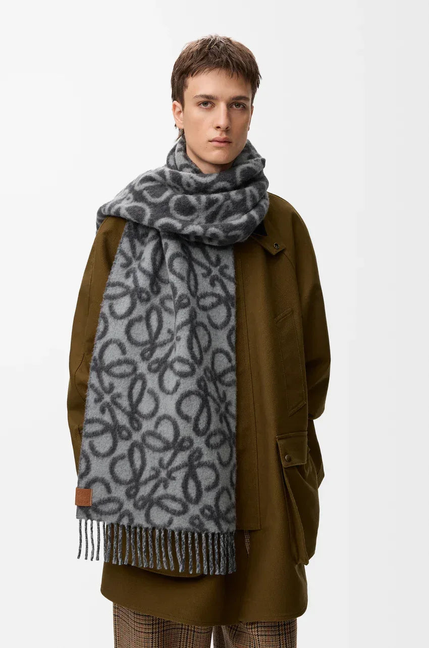 Alpaca Wool Blend Scarf Black/grey