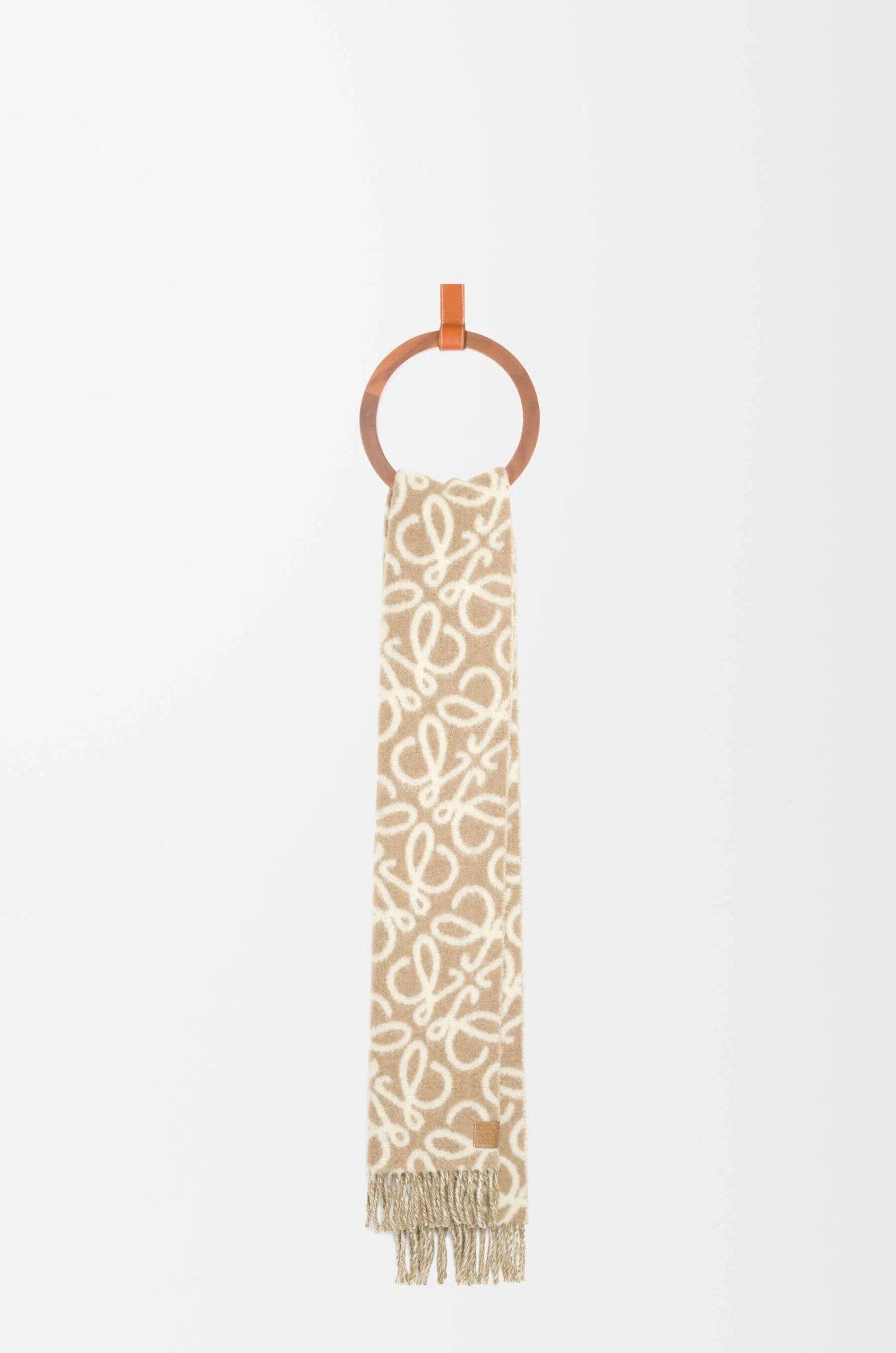 Alpaca Wool Blend Scarf Beige/white