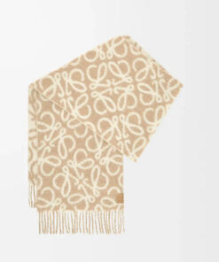 Alpaca Wool Blend Scarf Beige/white