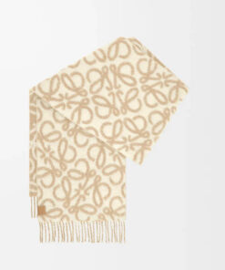Alpaca Wool Blend Scarf Beige/white