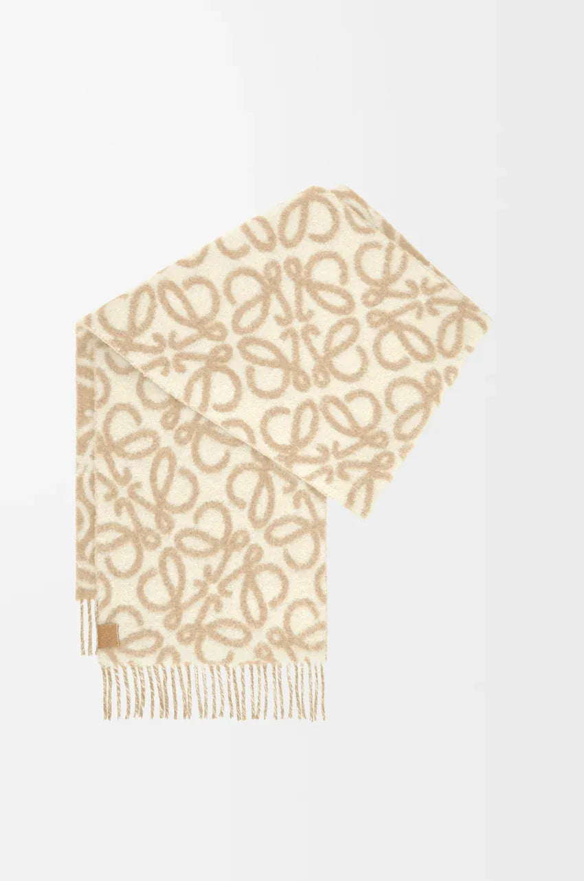 Alpaca Wool Blend Scarf Beige/white