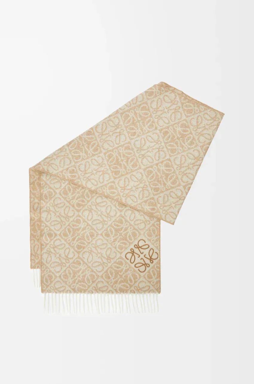 Wool Cashmere Scarf Beige