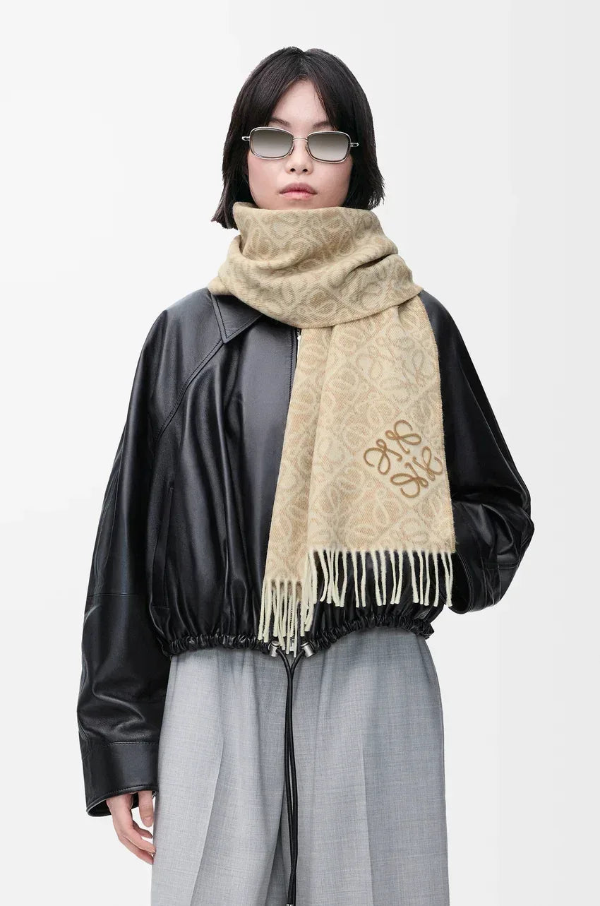 Wool Cashmere Scarf Beige