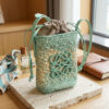 Square Palm Pocket Bag - Natural/Green