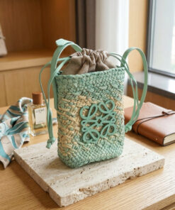 Square Palm Pocket Bag - Natural/Green