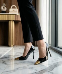 Metal Toe Pumps – Black