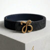 Reversible Bombé Leather Belt - Black