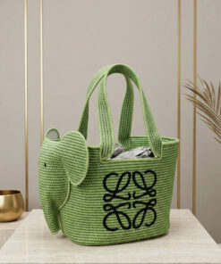 Elephant Raffia Basket - Green