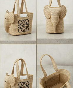 Elephant Raffia Basket - Beige