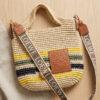 Mini Slit Raffia Crossbody Bag