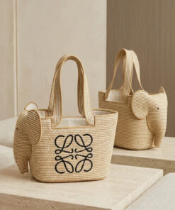 Elephant Raffia Basket - Beige