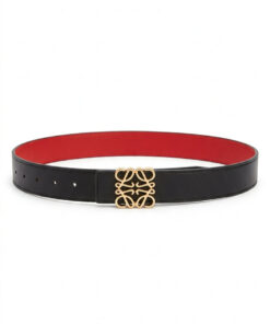 Reversible Smooth Leather Belt - Black/red/gold