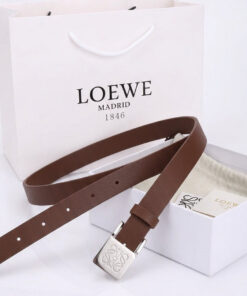 Reversible Smooth Leather Belt - Brown/silver
