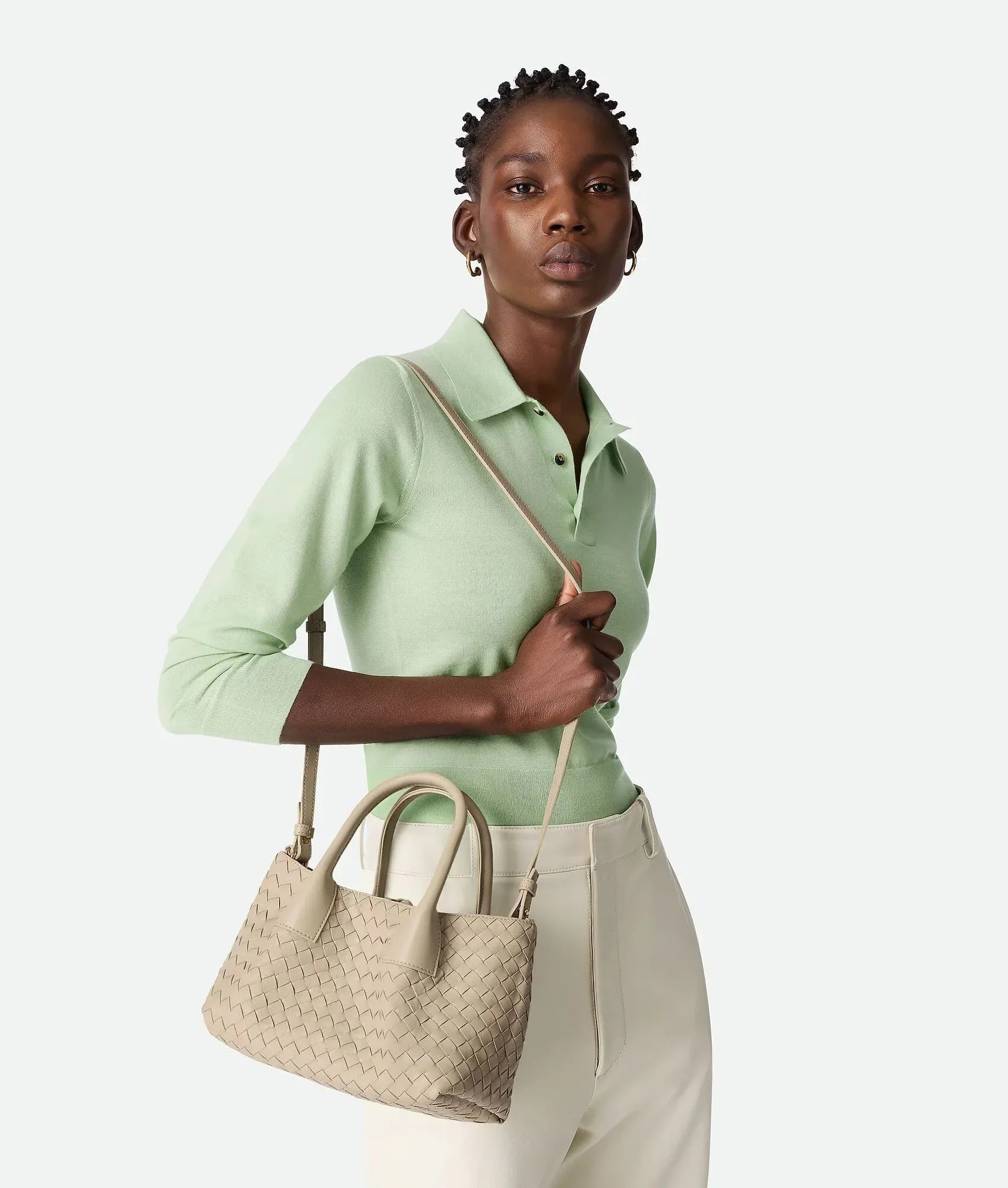 Small Leather Crossbody Bag Ecru/Matcha