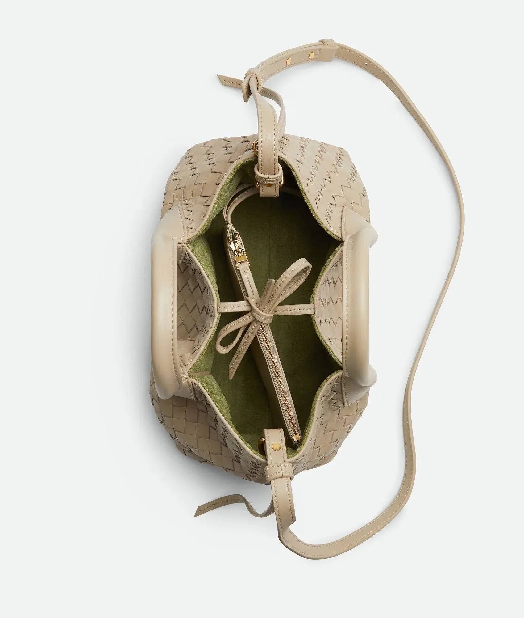Small Leather Crossbody Bag Ecru/Matcha