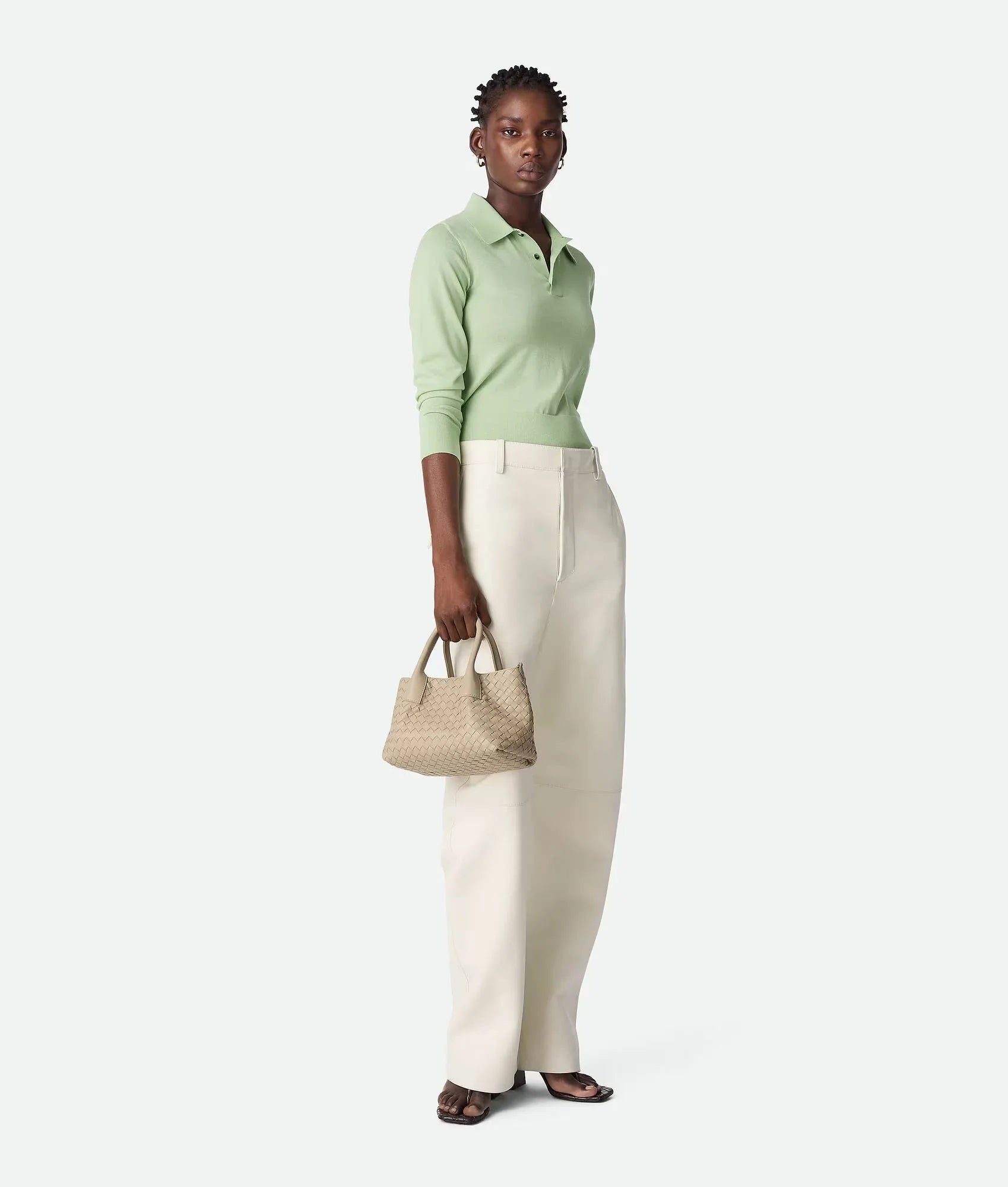 Small Leather Crossbody Bag Ecru/Matcha