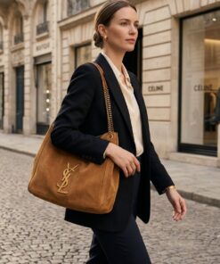 Chain Handle Hobo Bag - Caramel Suede