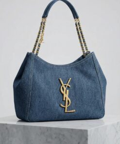 Chain Handle Hobo Bag – Blue Denim