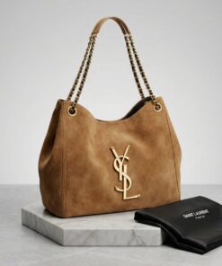 Chain Handle Hobo Bag - Caramel Suede