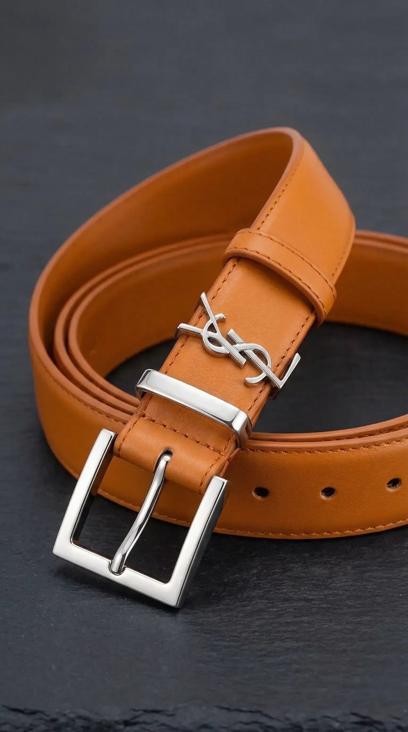 CASSANDRE Thin Belt with square buckle in box Saint Laurent Leather