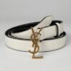CASSANDRE Thin Belt with square buckle in box Saint Laurent Leather – White / Black (Gold Hardware)