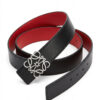Reversible Smooth Leather Belt - Black/red/silver