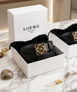Reversible Smooth Leather Belt - Gold