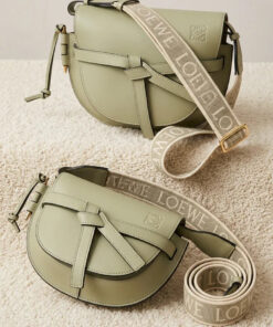 Dual Mini Leather Crossbody Bag - Soft Green