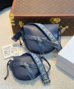 ual Mini Leather Crossbody Bag - Dark Blue