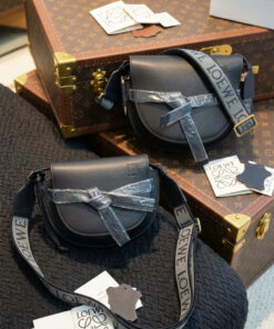 Dual Mini Leather Crossbody Bag - Black