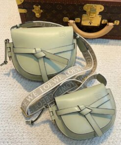 Dual Mini Leather Crossbody Bag - Soft Green