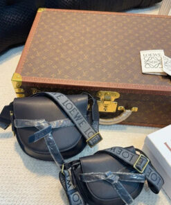 Dual Mini Leather Crossbody Bag - Black