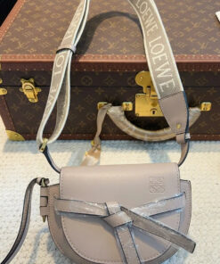 Dual Mini Leather Crossbody Bag - Beige