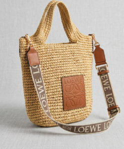 Mini Slit Raffia Crossbody Bag - Brown