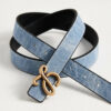 Reversible Bombé Leather Belt - Jeans