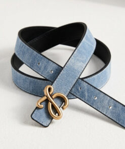 Reversible Bombé Leather Belt - Jeans